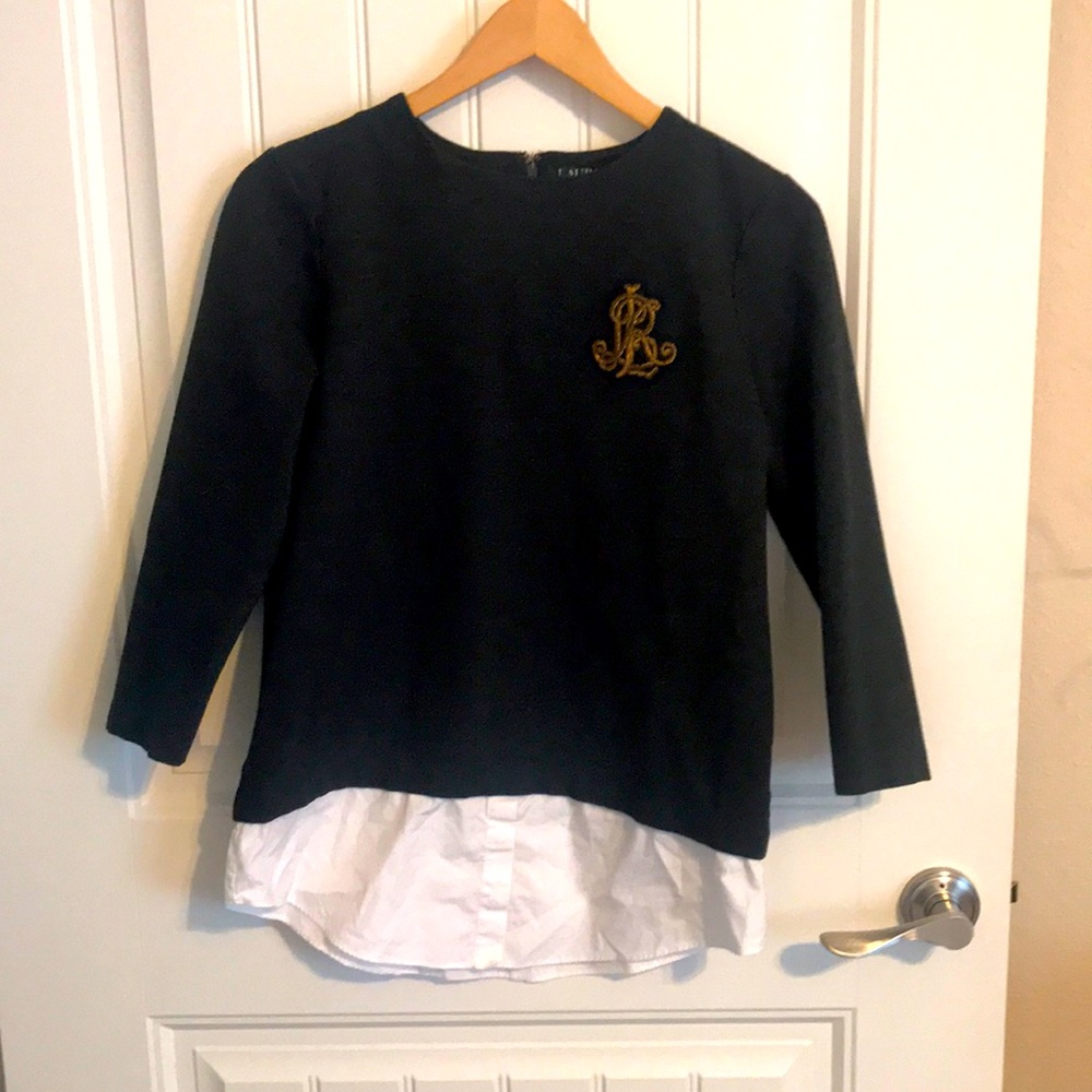 Lauren Ralph Lauren Black and White Layered Top
